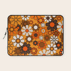 Groovy 70s Retro Garden Floral Orange and Brown Pattern Laptop Sleeve Gallery Image 1