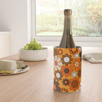 Groovy 70s Retro Garden Floral Orange and Brown Pattern Wine Chiller Gallery Image 4