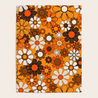 Groovy 70s Retro Garden Floral Orange and Brown Pattern Poster Gallery Image 4