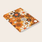 Groovy 70s Retro Garden Floral Orange and Brown Pattern Notebook Gallery Image 2