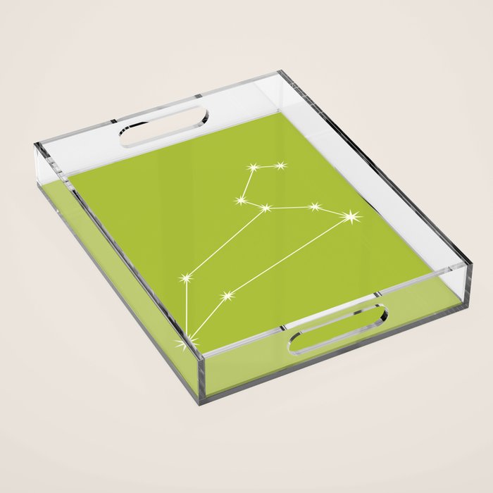 Leo Zodiac Star Constellation Line Art Chartreuse Green Acrylic Tray Gallery Image 1