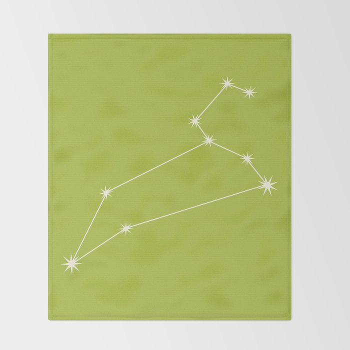Leo Zodiac Star Constellation Line Art Chartreuse Green Throw Blanket Gallery Image 2