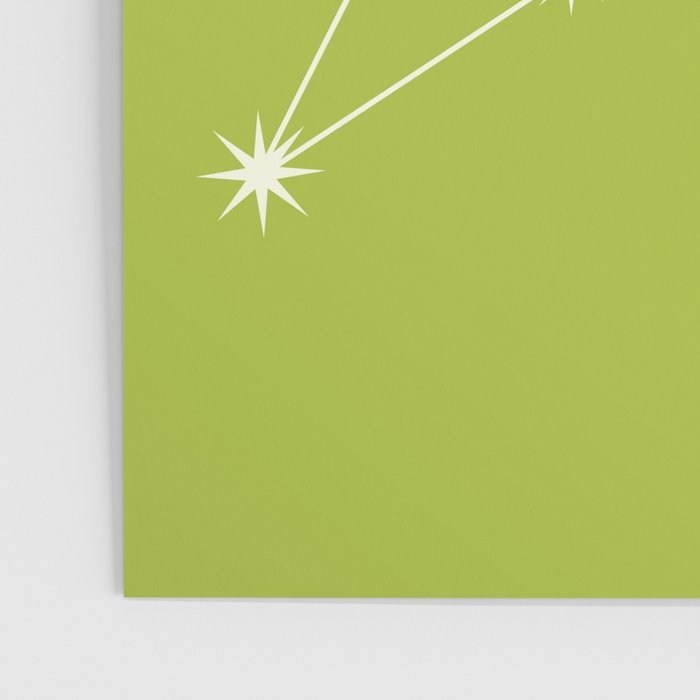 Leo Zodiac Star Constellation Line Art Chartreuse Green Poster Gallery Image 3