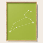 Leo Zodiac Star Constellation Line Art Chartreuse Green Serving Tray Gallery Image 1