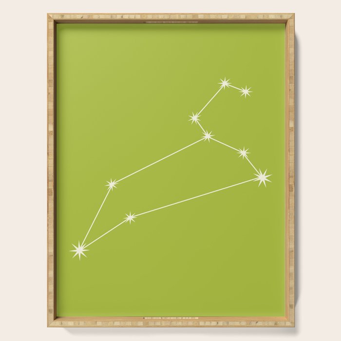 Leo Zodiac Star Constellation Line Art Chartreuse Green Serving Tray Gallery Image 1
