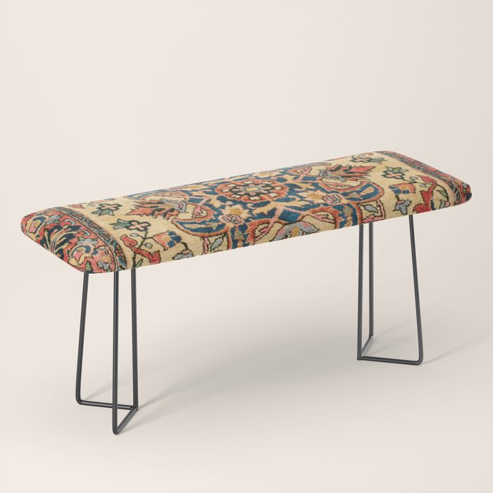 Kashan  Antique Central Persian Rug Print Bench Gallery Image 1
