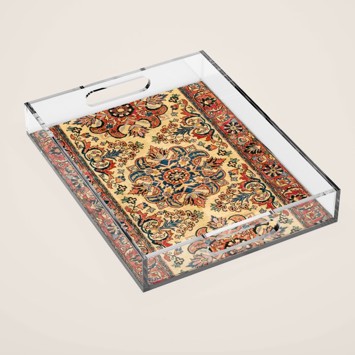 Kashan  Antique Central Persian Rug Print Acrylic Tray Gallery Image 1