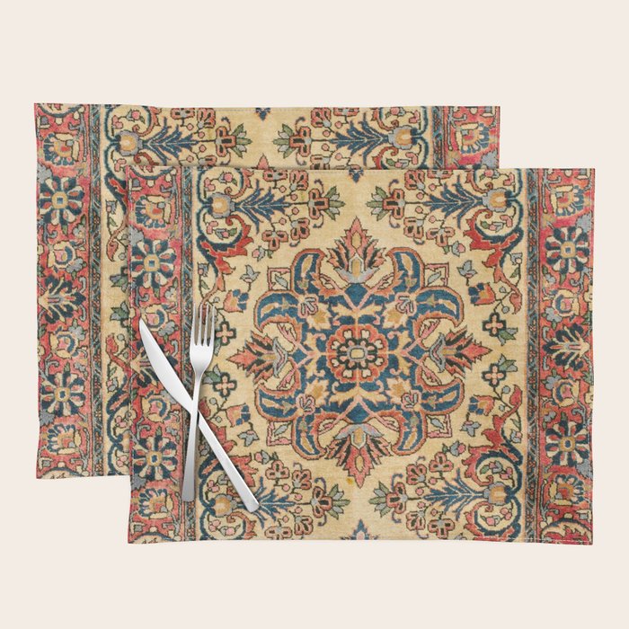 Kashan  Antique Central Persian Rug Print Placemat Gallery Image 1