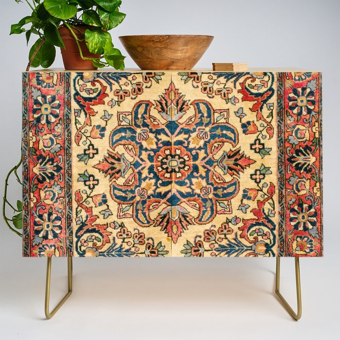 Kashan  Antique Central Persian Rug Print Credenza Gallery Image 1
