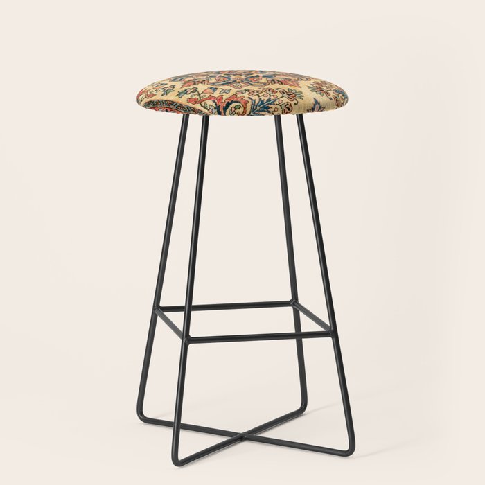 Kashan  Antique Central Persian Rug Print Stool Gallery Image 1