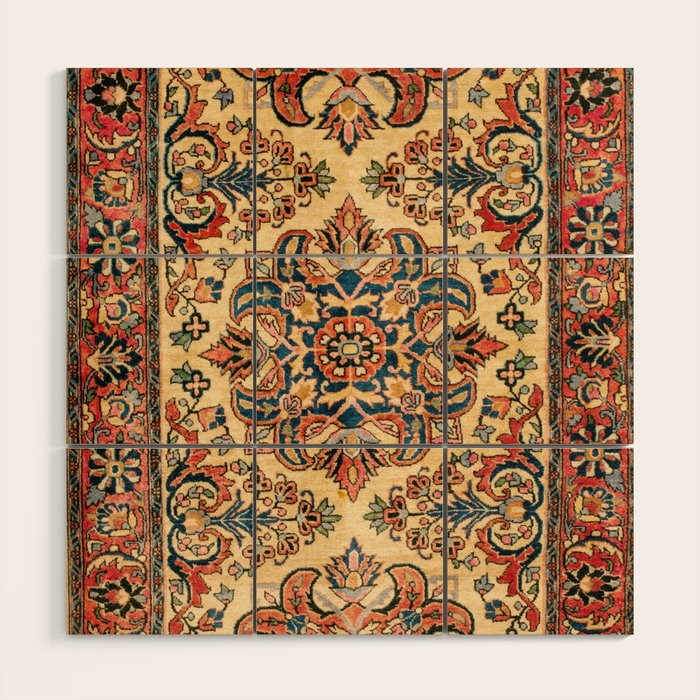 Kashan  Antique Central Persian Rug Print Wood Wall Art Gallery Image 1