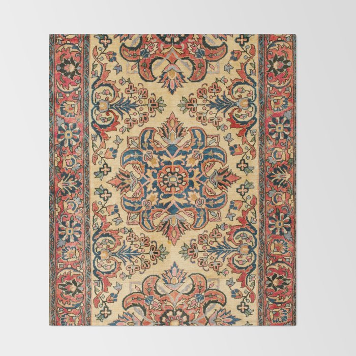 Kashan  Antique Central Persian Rug Print Throw Blanket Gallery Image 2