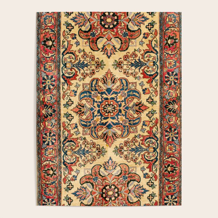 Kashan  Antique Central Persian Rug Print Poster Gallery Image 1