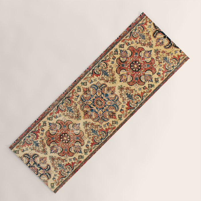 Kashan  Antique Central Persian Rug Print Yoga Mat Gallery Image 1