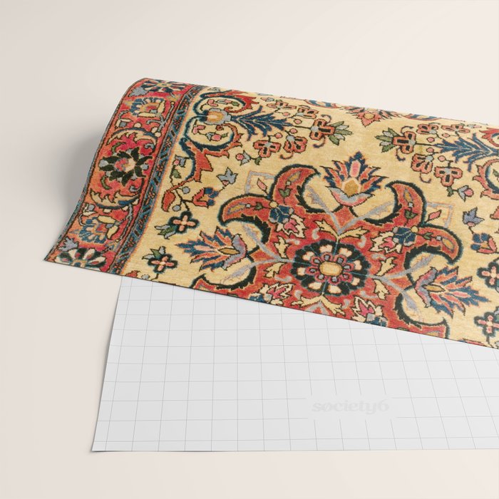 Kashan  Antique Central Persian Rug Print Wrapping Paper Gallery Image 2