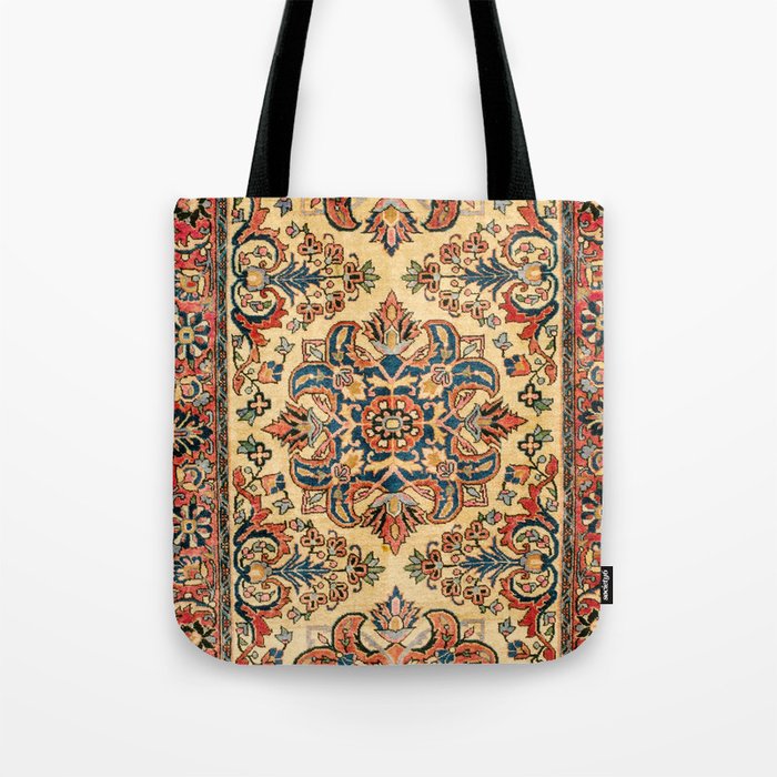 Kashan  Antique Central Persian Rug Print Tote Bag Gallery Image 1