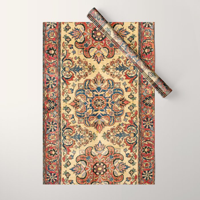 Kashan  Antique Central Persian Rug Print Wrapping Paper Gallery Image 1
