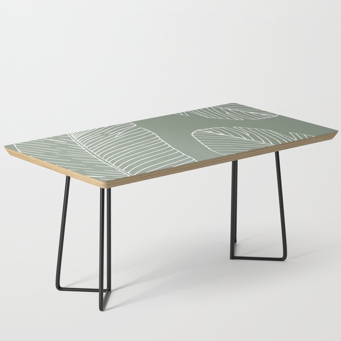 Line Drawing, Green, Palms Print, Boho Wall Art Coffee Table Gallery Image 1