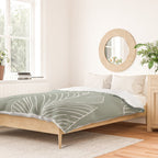 Line Drawing, Green, Palms Print, Boho Wall Art Duvet Cover Gallery Image 2
