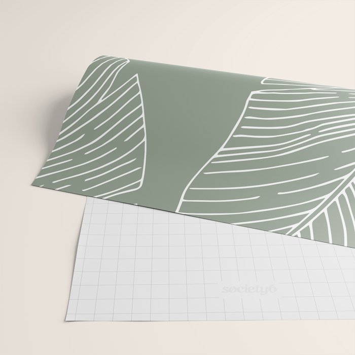Line Drawing, Green, Palms Print, Boho Wall Art Wrapping Paper Gallery Image 2