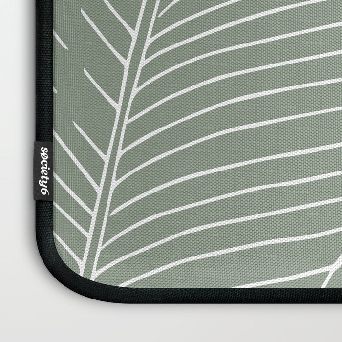 Line Drawing, Green, Palms Print, Boho Wall Art Laptop Sleeve Gallery Image 3