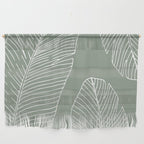 Line Drawing, Green, Palms Print, Boho Wall Art Wall Hanging Gallery Image 1