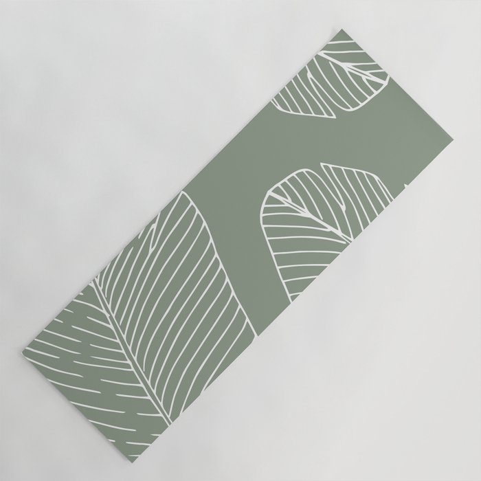 Line Drawing, Green, Palms Print, Boho Wall Art Yoga Mat Gallery Image 1