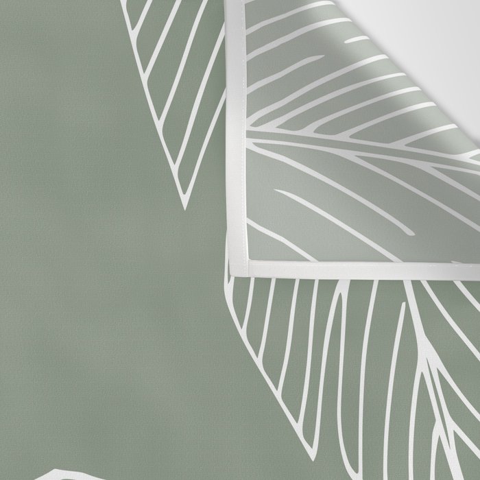 Line Drawing, Green, Palms Print, Boho Wall Art Wall Tapestry Gallery Image 3