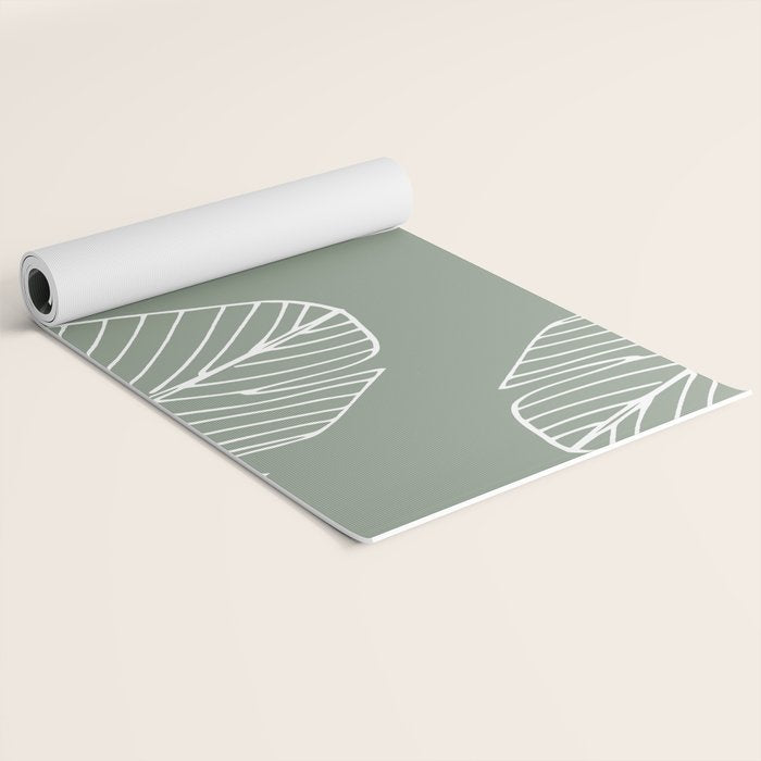 Line Drawing, Green, Palms Print, Boho Wall Art Yoga Mat Gallery Image 2