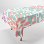 Festive, Floral Prints, Pink, Teal and Coral Tablecloth Gallery Image 1