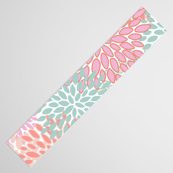 Festive, Floral Prints, Pink, Teal and Coral Table Runner Gallery Image 3