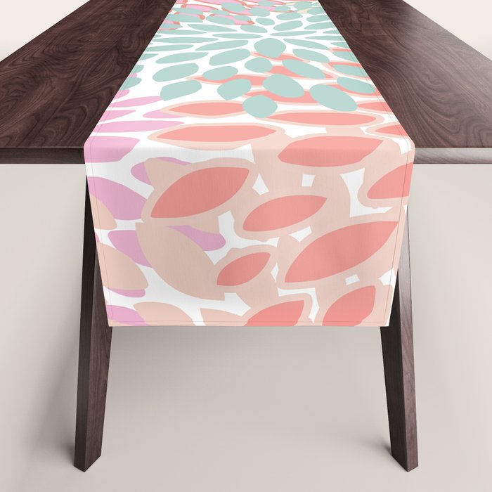 Festive, Floral Prints, Pink, Teal and Coral Table Runner Gallery Image 1