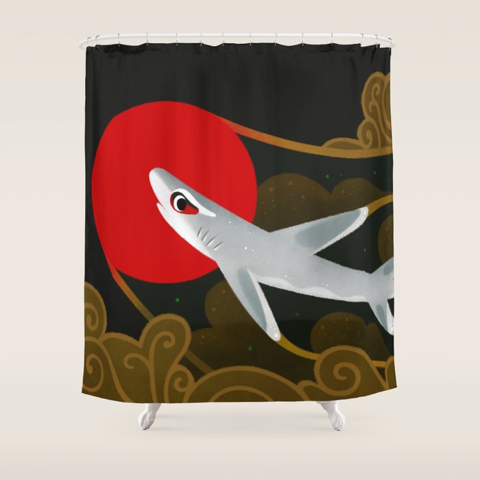 White Tip Reef Shark Shower Curtain Gallery Image 1