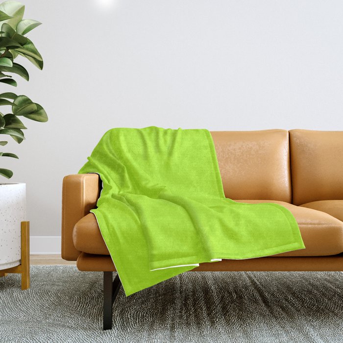 Solid Bright Green Yellow Neon Color Throw Blanket Gallery Image 1