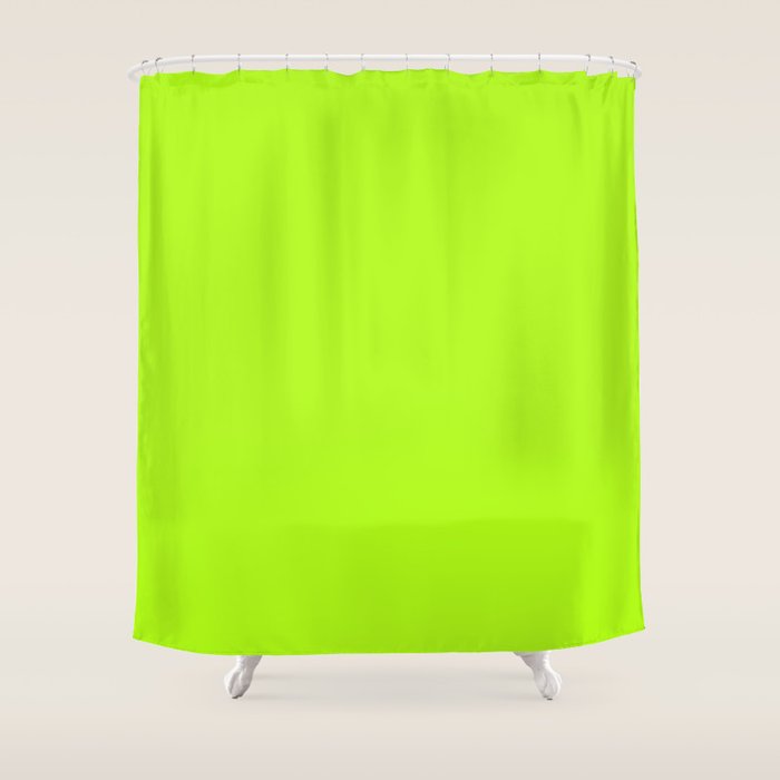 Solid Bright Green Yellow Neon Color Shower Curtain Gallery Image 1