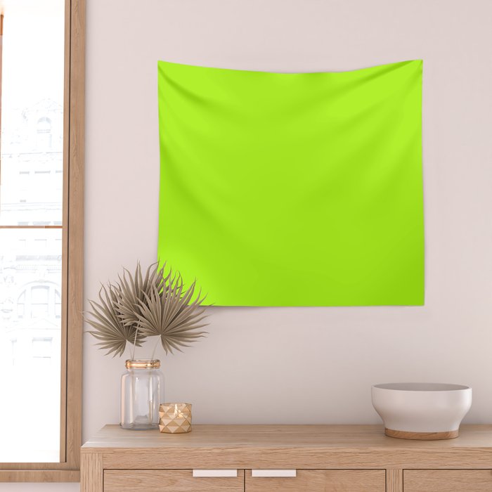 Solid Bright Green Yellow Neon Color Wall Tapestry Gallery Image 2