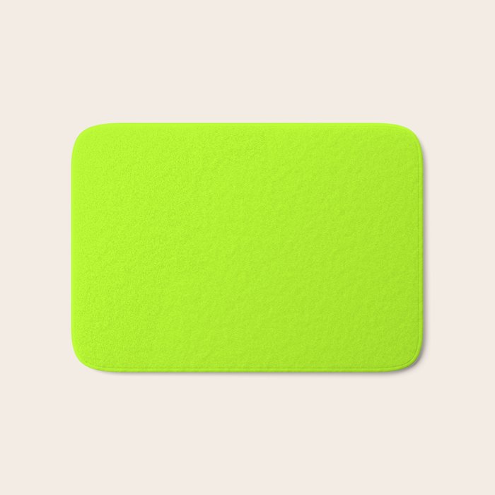 Solid Bright Green Yellow Neon Color Bath Mat Gallery Image 1