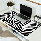 Abstract black and white stripe line pattern Desk Mat Gallery Image 2