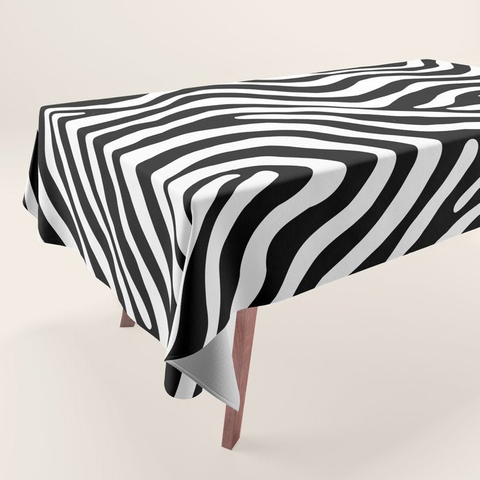 Abstract black and white stripe line pattern Tablecloth Gallery Image 1