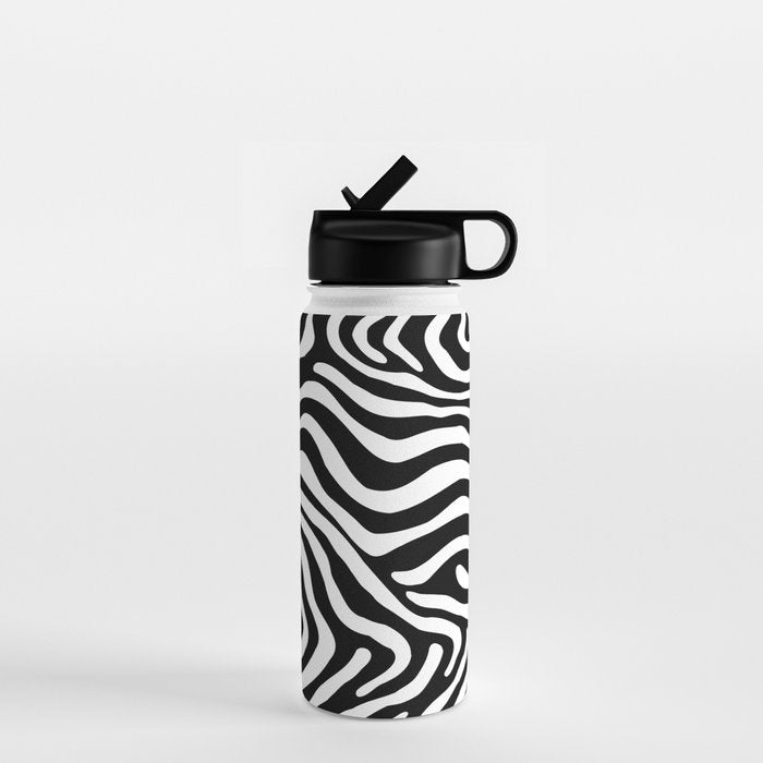 Abstract black and white stripe line pattern Water Bottle Gallery Image 1