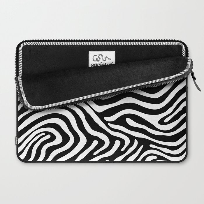 Abstract black and white stripe line pattern Laptop Sleeve Gallery Image 2