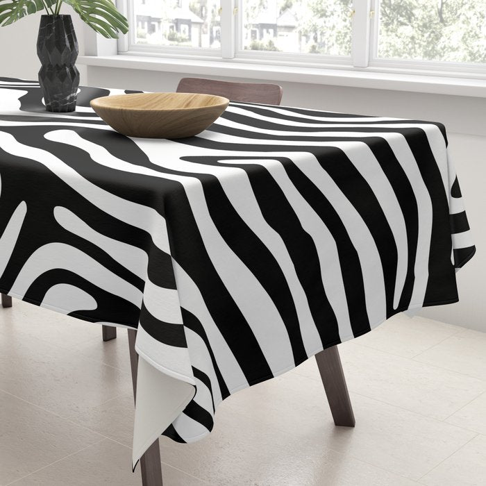 Abstract black and white stripe line pattern Tablecloth Gallery Image 3
