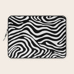 Abstract black and white stripe line pattern Laptop Sleeve Gallery Image 1