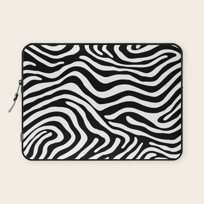 Abstract black and white stripe line pattern Laptop Sleeve Gallery Image 1