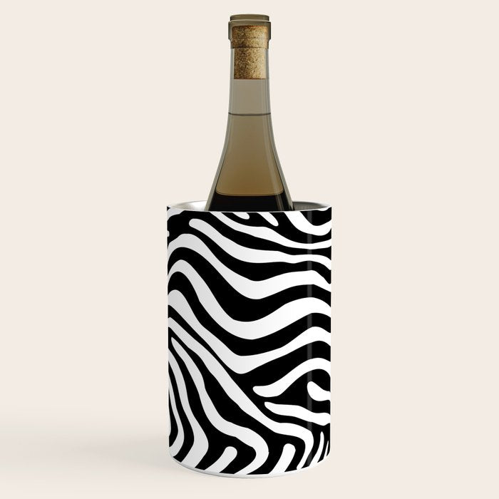 Abstract black and white stripe line pattern Wine Chiller Gallery Image 1