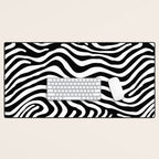 Abstract black and white stripe line pattern Desk Mat Gallery Image 1
