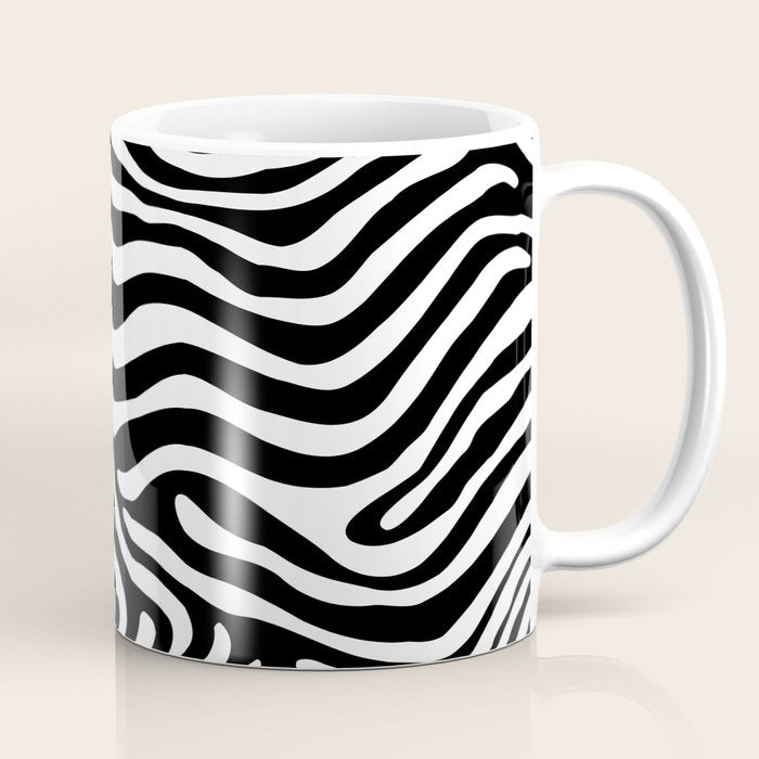 Abstract black and white stripe line pattern Coffee Mug Gallery Image 1