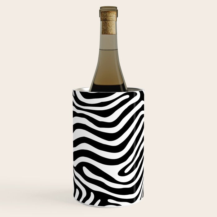 Abstract black and white stripe line pattern Wine Chiller Gallery Image 3