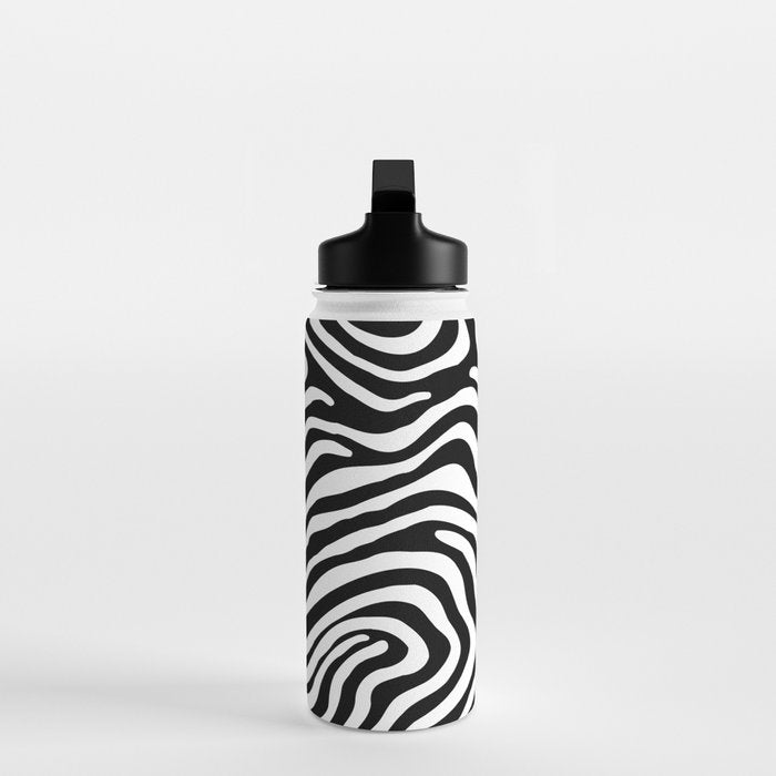 Abstract black and white stripe line pattern Water Bottle Gallery Image 3