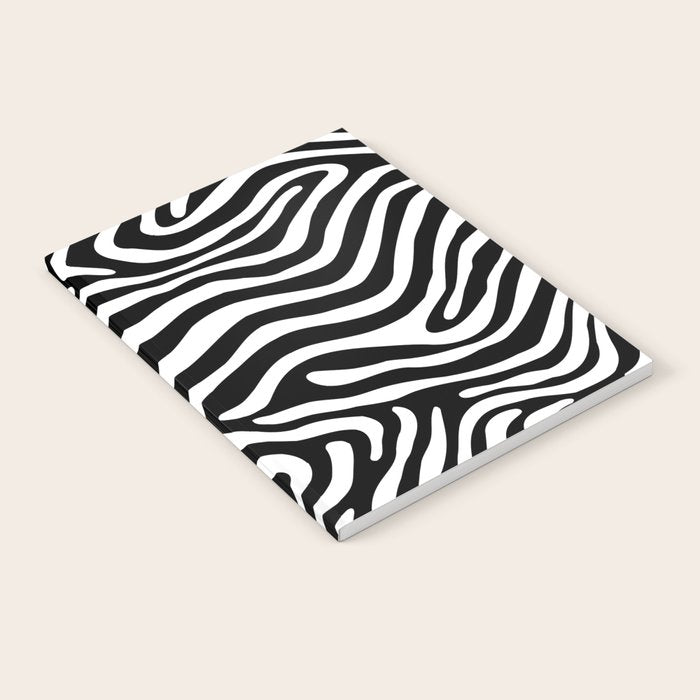 Abstract black and white stripe line pattern Notebook Gallery Image 2